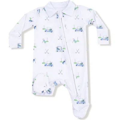 Angel Dear Babies'  Golf Carts Long Sleeve Footie In White