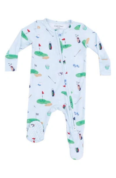 Angel Dear Babies'  Golf Print Footie In Blue