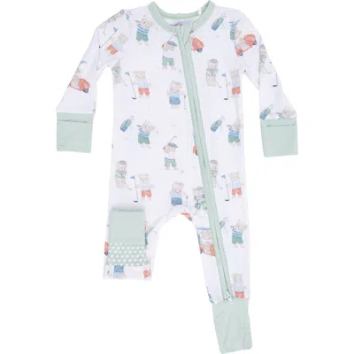 Angel Dear Babies'  Golfing Teddy Bears Convertible Jumpsuit In White