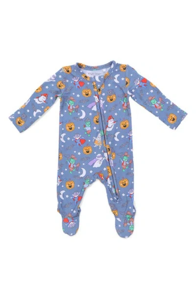 Angel Dear Babies'  Halloween Monster Zip Footie In Blue