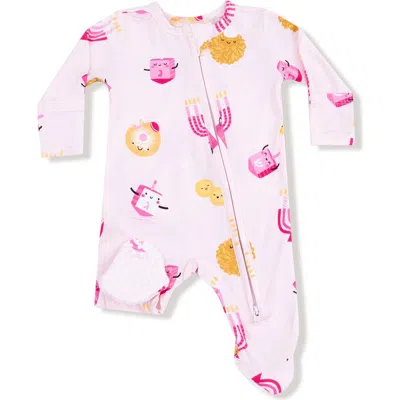 Angel Dear Babies'  Hanukkah Print Zip Footie In Pink