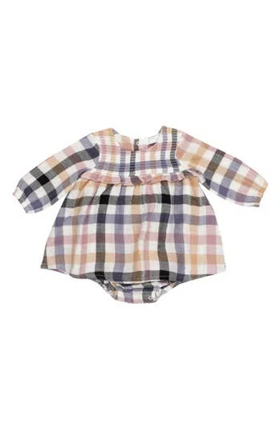 Angel Dear Babies'  Harvest Plaid Smocked Skirted Bodysuit In Multi