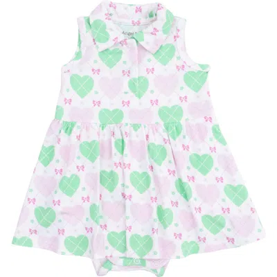 Angel Dear Babies'  Heart Argyle Polo Skirted Romper In Multi
