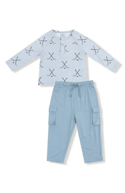 Angel Dear Babies'  Hockey Henley & Cargo Pants Set In Blue