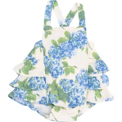 Angel Dear Babies'  Hydrangeas Organic Cotton Muslin Bodysuit In Blue