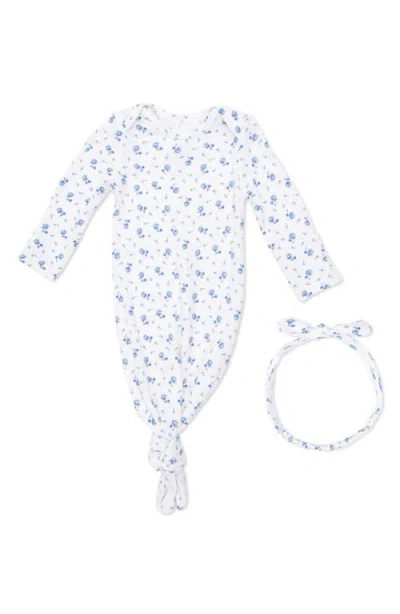 Angel Dear Babies'  Joli Rosette Footed Gown & Headband Set In Blue
