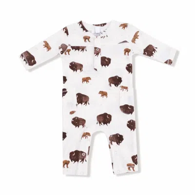 Angel Dear Kid's Bison Uni Romper In White