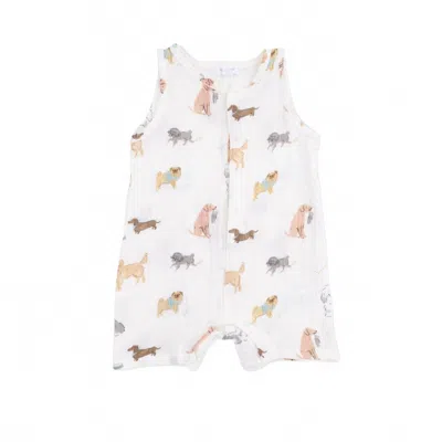 Angel Dear Kids Awesome Dogs Muslin Sleeveless Shortie Romper In White