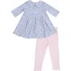 Angel Dear Kids' Country Calico Pleated Dress & Leggings Set In Multi
