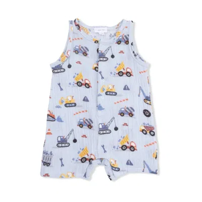 Angel Dear Kids Crayon Construction Sleeveless Shortie Romper In Blue