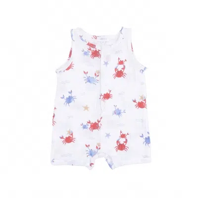 Angel Dear Kids Crayon Crabs Muslin Sleeveless Shortie Romper In White
