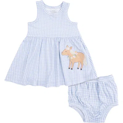 Angel Dear Babies'  Kids' Cute Farm Animals Appliqué Dress & Bloomers Set In Blue