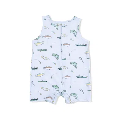 Angel Dear Kids Fishing Bamboo Sleeveless Shortie Romper In Blue