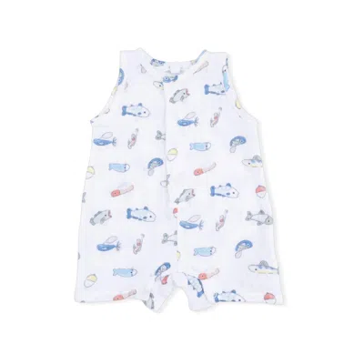 Angel Dear Kids Fishing Lures Muslin Sleeveless Shortie Romper In White