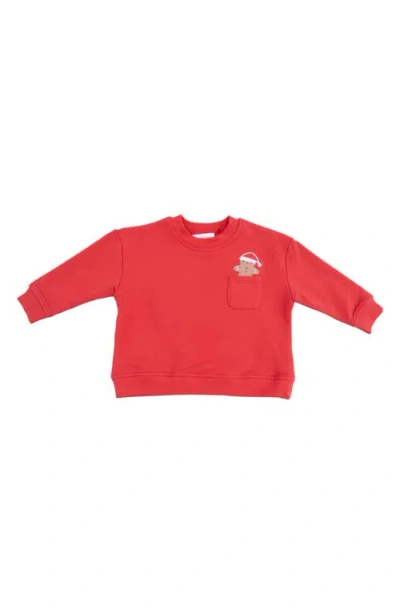 Angel Dear Babies'  Kids' Gingerbread Long Sleeve Pocket T-shirt In Red