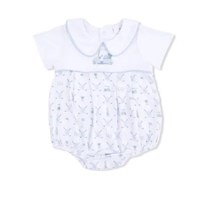 Angel Dear Kids Golf Trellis Classic Box Pleat Bubble In Blue Bamboo In White