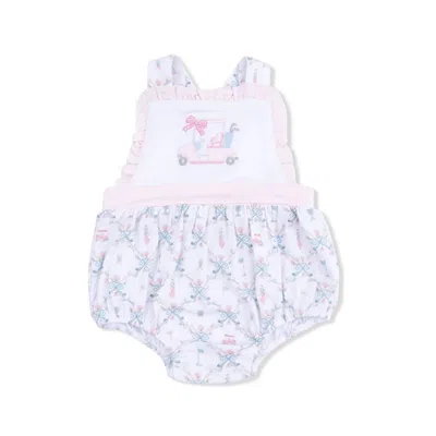 Angel Dear Kids Golf Trellis Ruffle Bubble In Pink Bamboo In Multi
