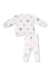 Angel Dear Kids' Hearts French Terry Top & Leggings Set In White