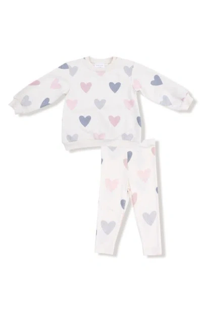 Angel Dear Babies'  Kids' Hearts French Terry Top & Leggings Set In White