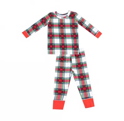 Angel Dear Kids Holiday Plaid Pajama Set In Red In Multi