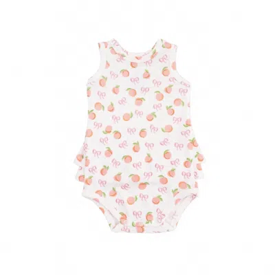 Angel Dear Kids Little Peaches Ribbed Ruffle Tank Bodysuit In Beige In White