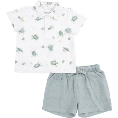 Angel Dear Babies'  Kids' Polo Shirt & Shorts Set In Green
