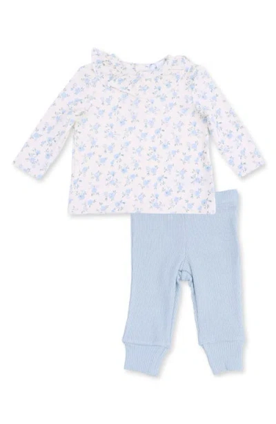 Angel Dear Babies'  Kids' Ruffle Collar Floral Top & Pants Set In Blue