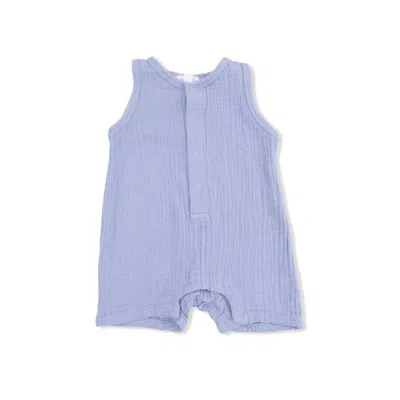Angel Dear Kids Solid Muslin Sleeveless Shortie Romper In Blue Blizzard In Multi