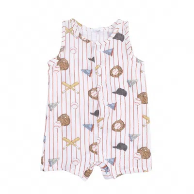 Angel Dear Kids Vintage Baseball Stripe Muslin Sleeveless Shortie Romper In Multi