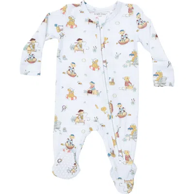 Angel Dear Babies'  Lake Buddy Print Two-way Zip Footie In White