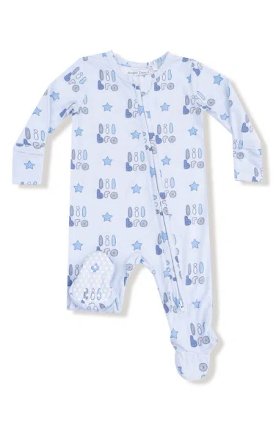 Angel Dear Babies'  L'il Bro Print Footie In Blue