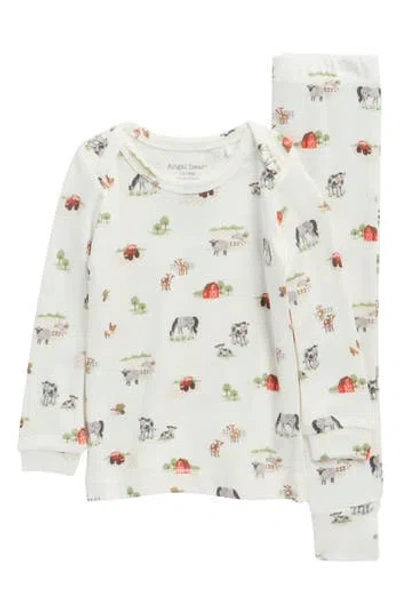 Angel Dear Kids'  Little Farm Long Pajamas In White