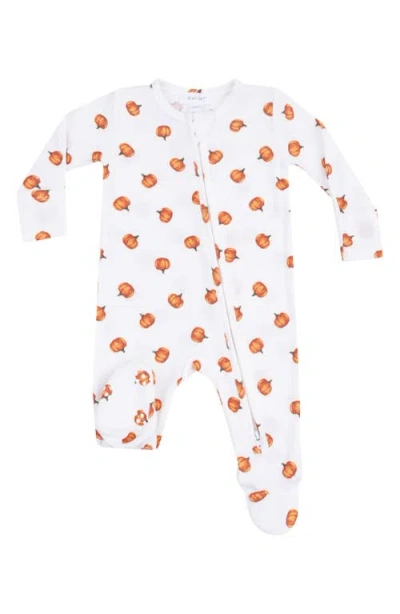 Angel Dear Babies'  Little Pumpkin Ribbed Zip Footie In White