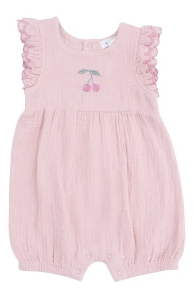 Angel Dear Babies'  Lotus Organic Cotton Muslin Bubble Romper In Pink
