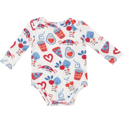 Angel Dear Babies'  Love You Foodie Much Bodysuit In Blue