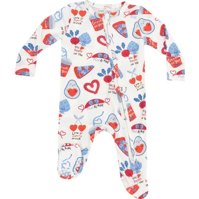 Angel Dear Babies'  Love You Foodie Print Jersey Footie In White