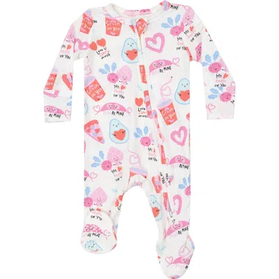 Angel Dear Babies'  Love You Foodie Print Jersey Footie In White