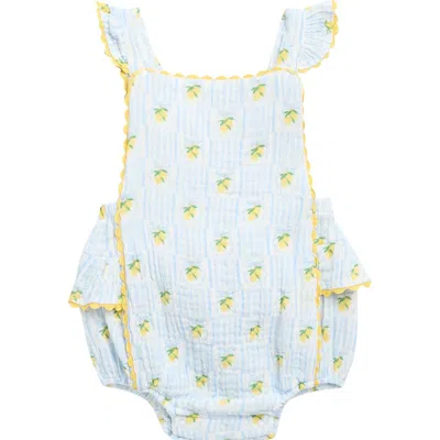 Angel Dear Babies'  Lovely Lemons Ruffle Detail Romper In Blue