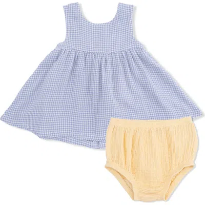 Angel Dear Babies'  Microgingham Organic Cotton Muslin Dress & Bloomers Set In Multi