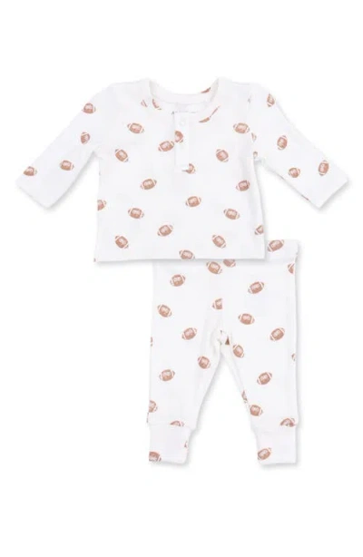 Angel Dear Babies'  Mini Footballs Top & Pants Set In White