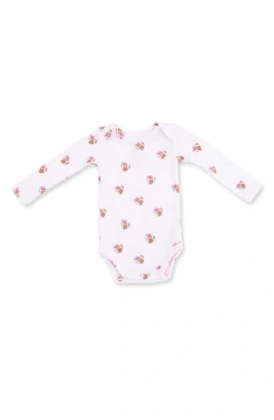 Angel Dear Babies'  Mini Heart Footballs Long Sleeve Bodysuit In White