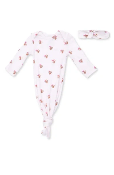 Angel Dear Babies'  Mini Heat Footballs Knotted Gown & Headband Set In Pink