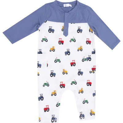 Angel Dear Babies'  Mini Tractors Romper In Blue