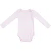 Angel Dear Multistripe Long Sleeve Rib Bodysuit In Pink
