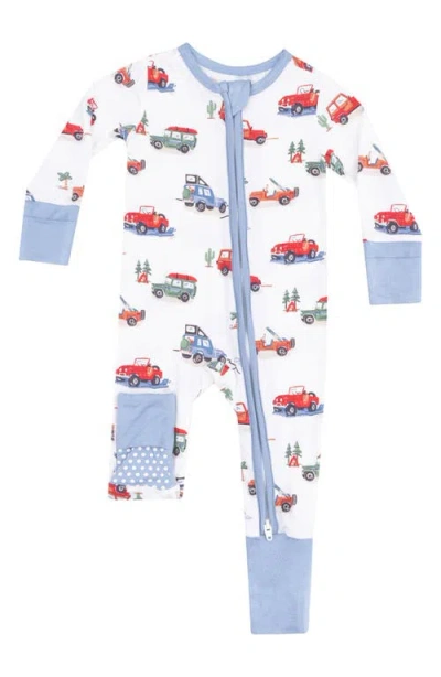 Angel Dear Babies'  Off-road Adventure Print Convertible Zip Romper In Ivory
