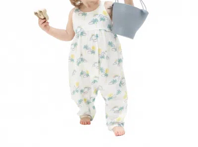 Angel Dear Babies' Palm Trees And Rainbows Tie Back Romper In Cream In Multi
