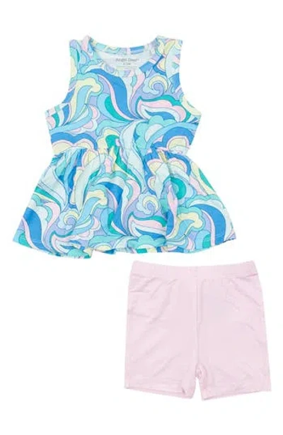 Angel Dear Babies'  Peplum Top & Bike Shorts Set In Blue