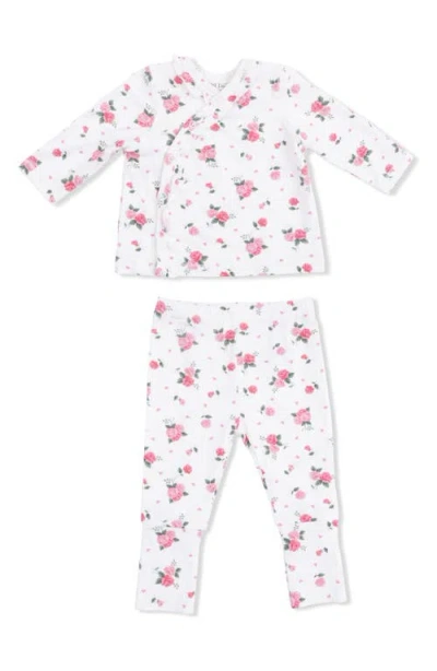 Angel Dear Babies'  Pink Rosettes Shirt & Pants Set In Multi