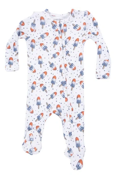 Angel Dear Babies'  Popsicle Print Two-way Zip Footie In White