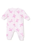 Angel Dear Pretty Bow Print French Terry Romper In Pink